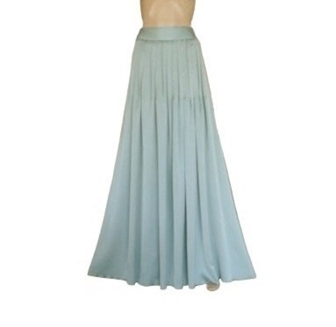 Dusty Blue Maxi Skirt. Silk Floor Length Skirt. Dusty Blue Bridesmaid ...