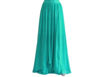Turquoise Maxi Skirt. Turquoise Long Bridesmaid Skirt. Chiffon Maxi Skirt. Long Evening Skirt.