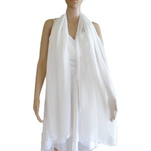 White Long Scarf. White Wrap Scarf. Soft Chiffon Scarf. White Chiffon Shawl. image 4