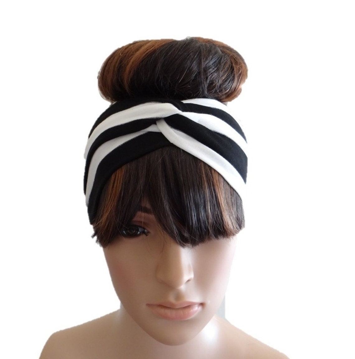 Black and White Striped Headband.striped Head Wrap Etsy
