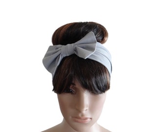 Grey Headband. Grey Bow Head Wrap