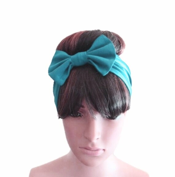 Sky Blue Bow Headband Stretch Head Soft Cotton