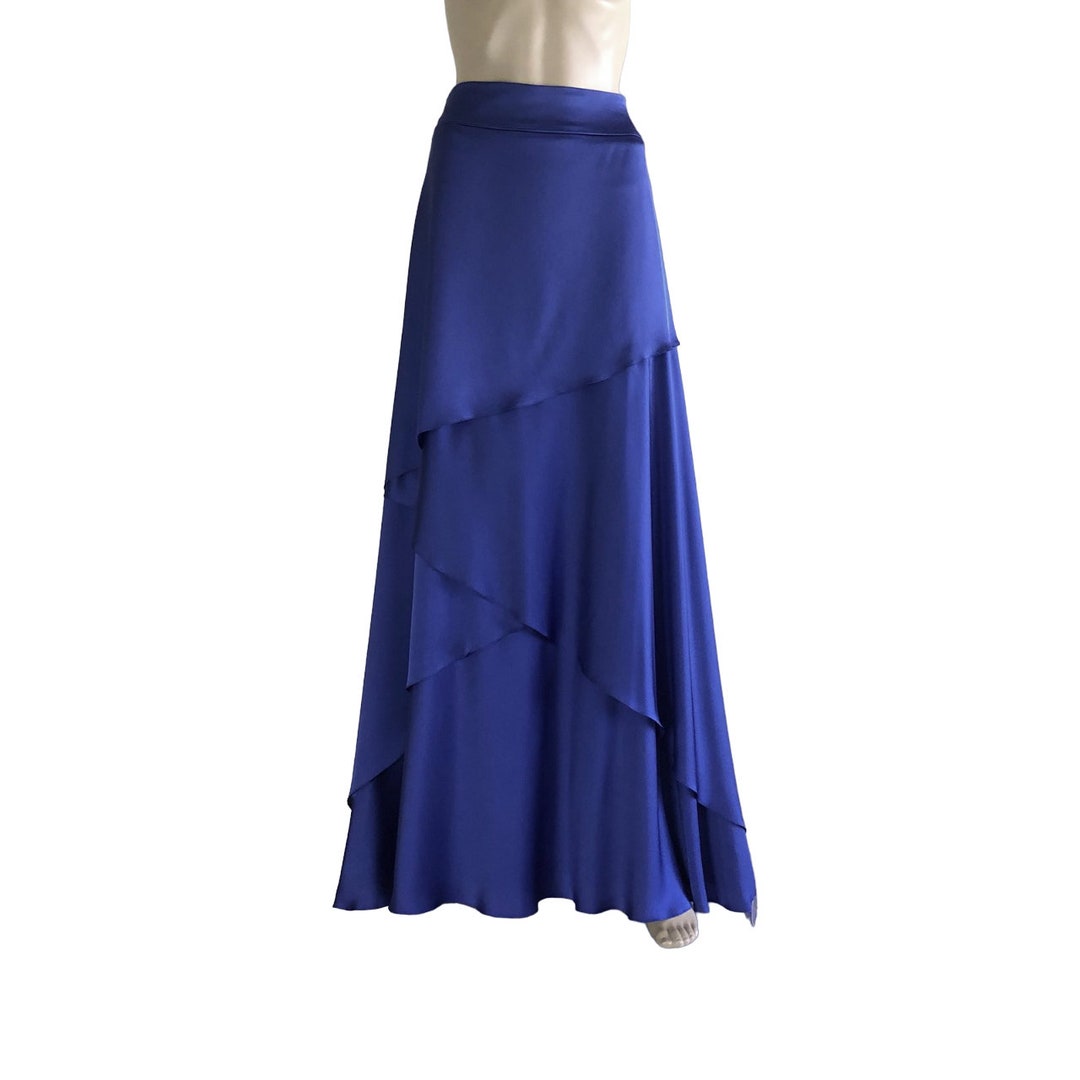 Blue Bridesmaid Skirt. Blue Silk Maxi Skirt. Long Evening Etsy