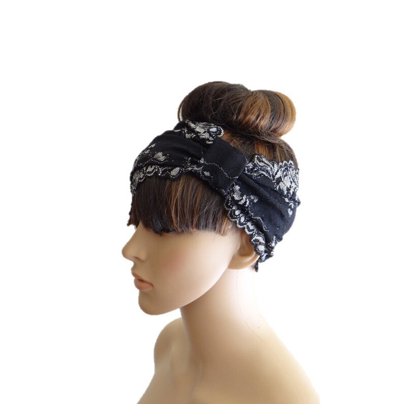 Black And Grey Printed Lace Headband image 2