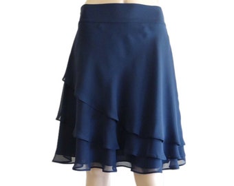 Navy Blue Bridesmaid Skirt. Navy Blue Short Evening Skirt. Knee Length Skirt.