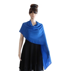 Royal Blue Long Scarf. Royal Blue Wrap Scarf. Soft Chiffon Scarf. Royal Blue Chiffon Shawl.