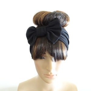 Headband for Women Black Wide Comfortable Non Slip Cotton Jersey