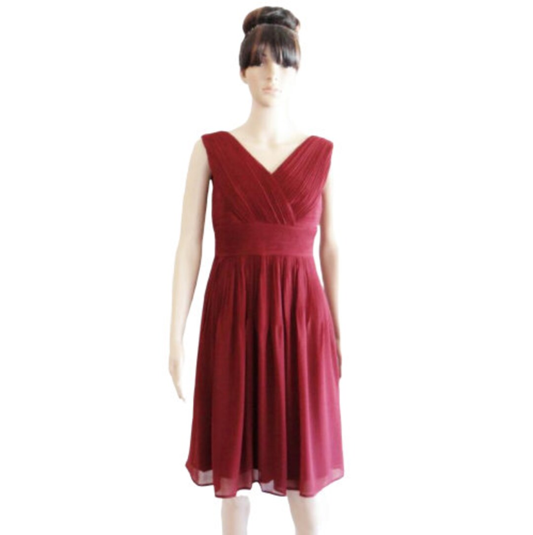 burgundy knee length bridesmaid dresses Dress. Burgundy Dress. Short Evening Dress. Chiffon Sleeveless Dress cheap burgundy bridesmaid dresses