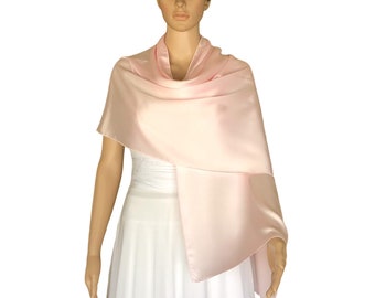 Blush Pink Silk Shawl. Soft Silk Wrap Scarf. Blush Pink Long Scarf.