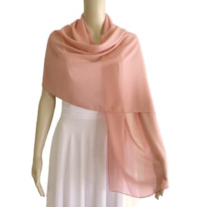 Dusty Pink Chiffon Shawl. Soft Chiffon Scarf. Dusty Pink Wrap Scarf. Bridesmaid Long Scarf.