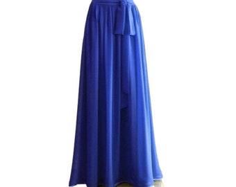 Royal Blue Bridesmaid Skirt. Royal Blue Floor Length Skirt. Long Evening Skirt. Chiffon Skirt.