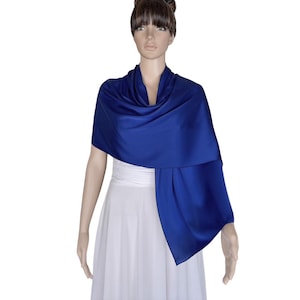 Blue Silk Shawl. Soft Silk Wrap Scarf. Blue Long Scarf.