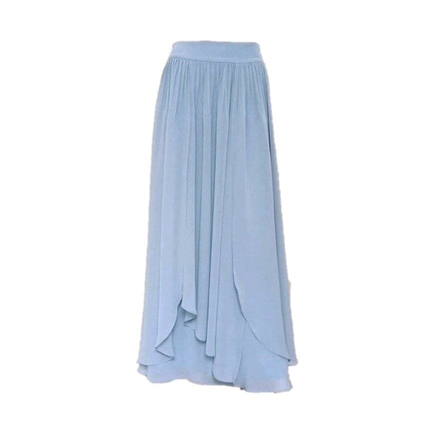 Dusty Blue Maxi Skirt. Dusty Blue Bridesmaid Skirt. Long Evening Skirt. Chiffon Floor Length Skirt