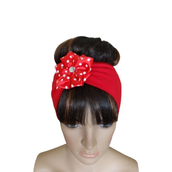 Polka Dot Flower Headband Stretch Head Soft Cotton