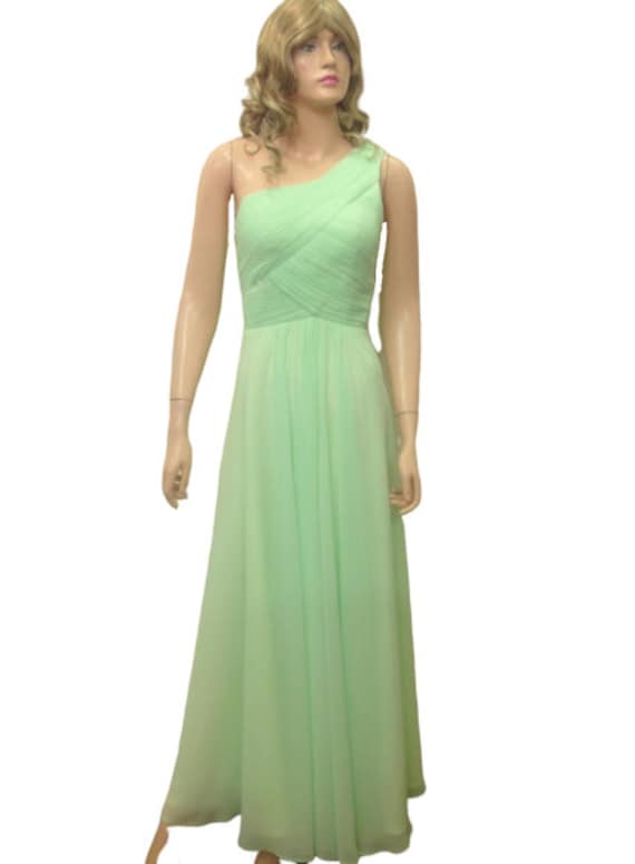 blue dress for baby girl One Shoulder Pleated Fan Maxi Dress - Mint Green main image 0