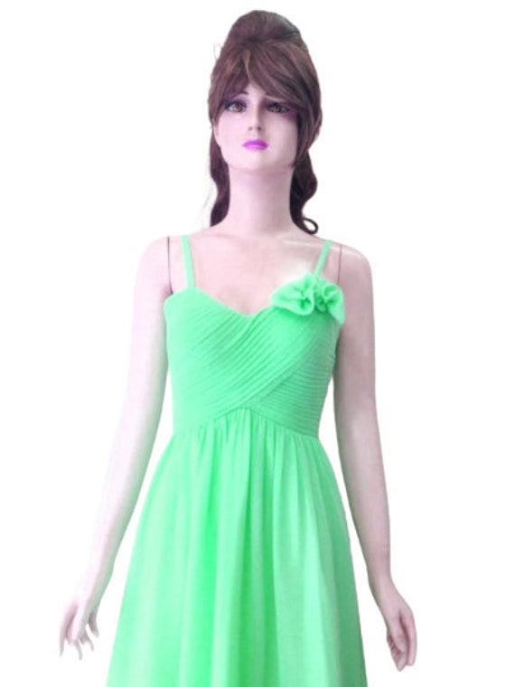 Mint Green Bridesmaid Dress. Mint Green Evening Dress. Chiffon Knee Length Dress.