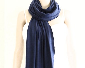 Weicher Baumwolle Spandex Schal. Langer Schal. Dunkelblauer Wickelschal.