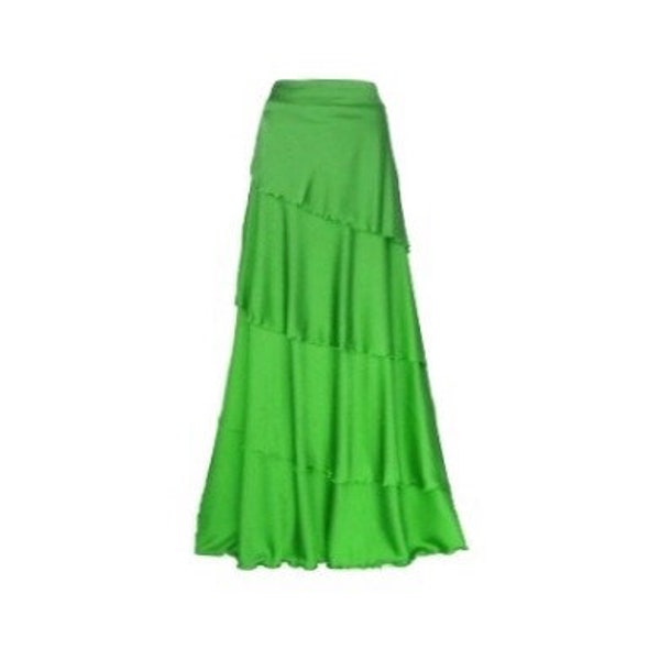 Lime Green Maxi Skirt. Silk Floor Length Skirt. Lime Green Bridesmaid Skirt. Long Evening Skirt.
