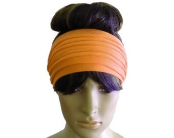 Fascia per capelli al tramonto. Ampio avvolgimento della testa. Fascia per capelli in morbido cotone spandex. Copertura dei capelli.