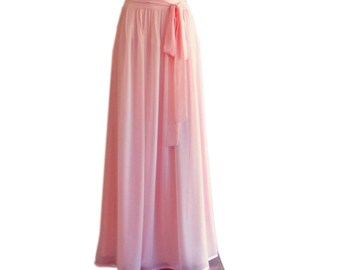 Baby Pink Bridesmaid Skirt. Baby Pink Floor Length Skirt. Long Evening Skirt. Chiffon Maxi Skirt.