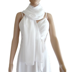 White Long Scarf. White Wrap Scarf. Soft Chiffon Scarf. White Chiffon Shawl.