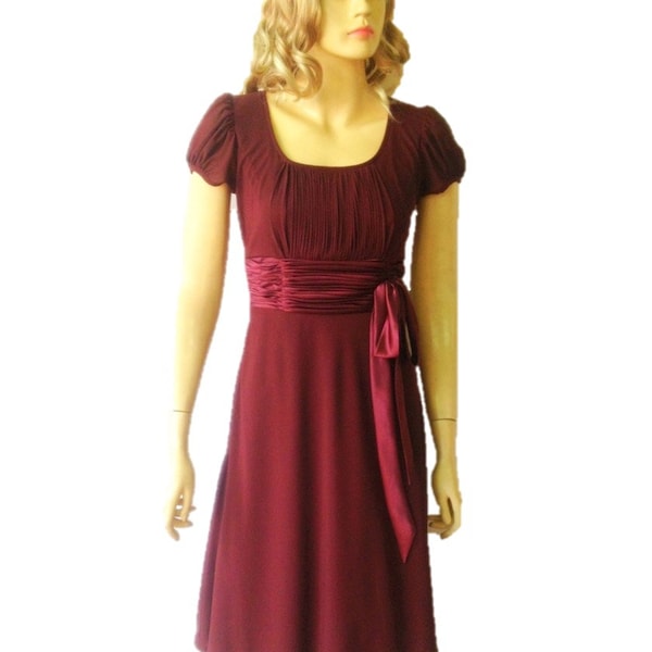 Burgundy Bridesmaid Dress. Dress With Sleeves