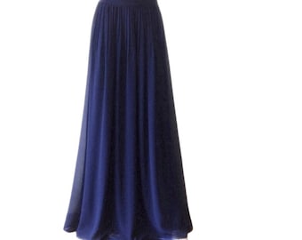 Navy Blue Bridesmaid Skirt. Navy Blue Maxi Skirt. Long Evening