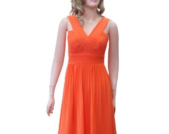 Vestido de dama de honor naranja. Vestido de fiesta. Vestido de gasa.