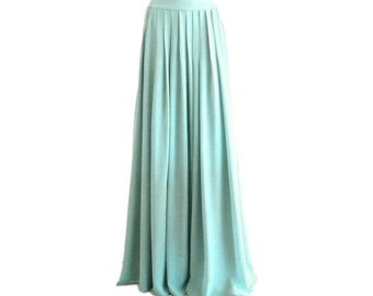 Slate Blue Maxi Skirt. Slate Blue Bridesmaid Skirt. Long Evening Skirt. Chiffon Floor Length Skirt.