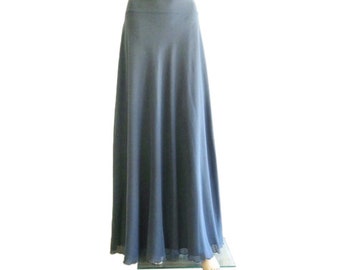 Bluish Grey Long Bridesmaid Skirt. Bluish Grey Maxi Skirt. Floor Length Chiffon Skirt.