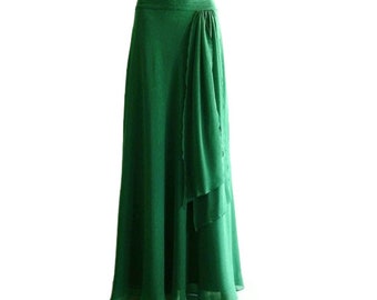 Dark Green Bridesmaid Skirt. Dark Green Maxi Skirt.  Floor Length Skirt. Long Evening Skirt.