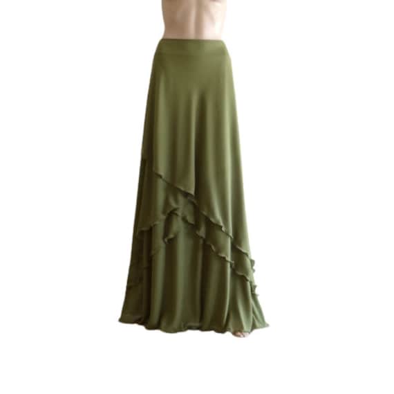 Ruffle top skirt olive