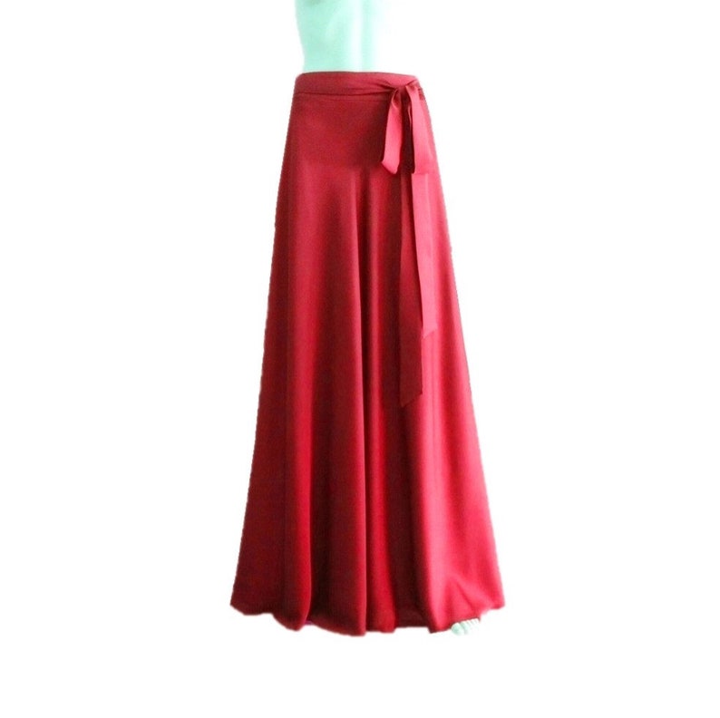 Red Maxi Skirt Long Evening Skirt. Red Bridesmaid Skirt Silk Floor Length Skirt