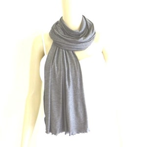 Heather Grey Shawl. Heather Grey Long Scarf. Dark Grey Wrap Scarf. Soft Cotton Scarf.