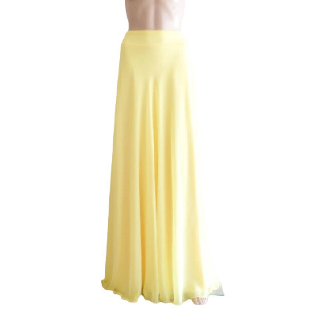 Yellow Maxi Skirt. Yellow Bridesmaid Skirt. Long Evening Skirt. Chiffon ...