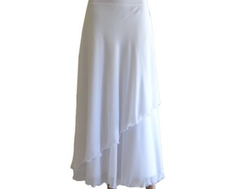Falda Maxi blanca. Falda de dama de honor larga blanca. Falda de longitud de piso de gasa. Falda de noche larga.
