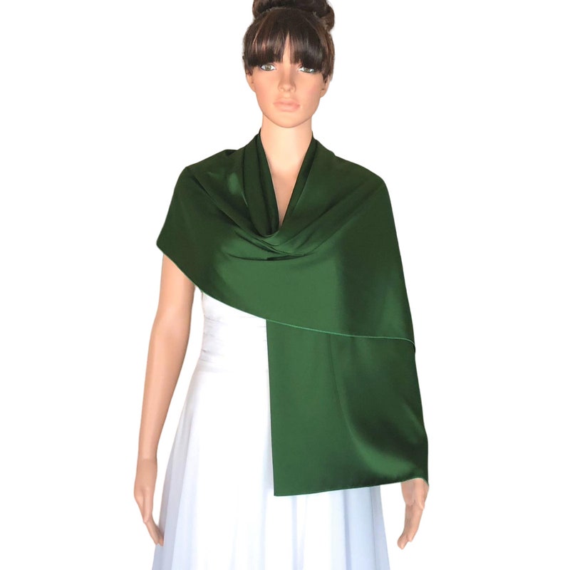 Floral Green Black Satin Shawl main image 1