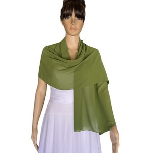 Olive Green Long Scarf. Fashion Women Wrap Scarf. Chiffon Scarf. Soft Olive Green Shawl.