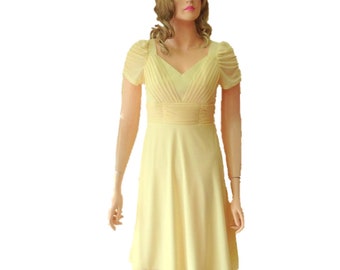 Light Yellow Dress. Dress With Sleeves. Bridesmaid Dress.
