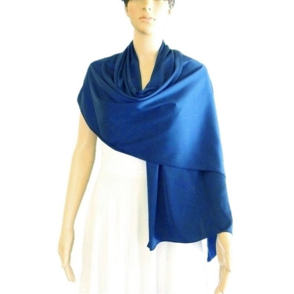 Royal Blue Silk Shawl. Soft Silk Wrap Scarf. Royal Blue Long Scarf.