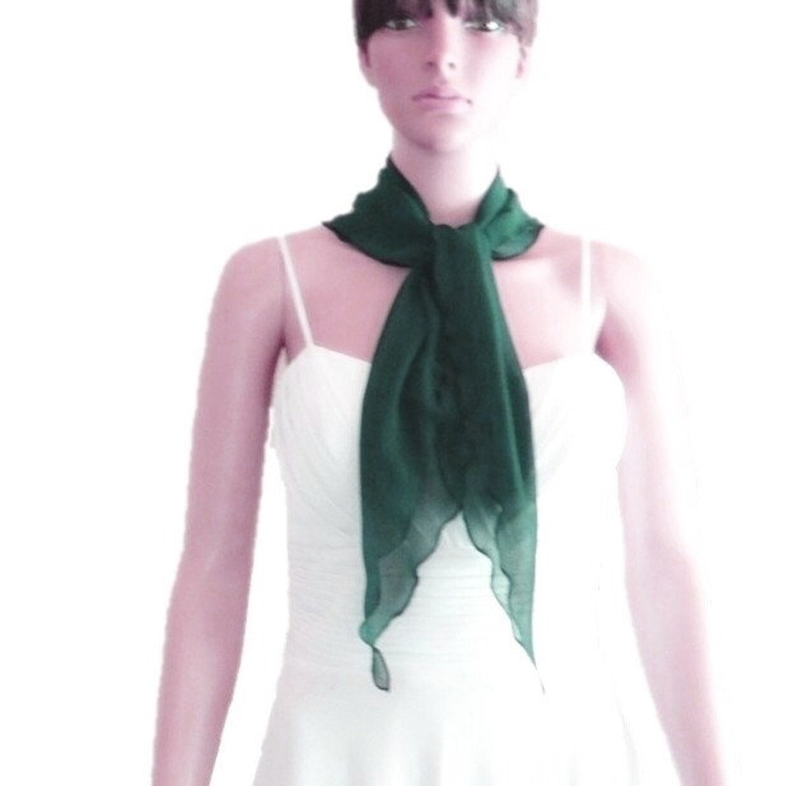 Dark Green Neck Scarf. Dark Green Bow Tie Scarf. Scarf Soft Etsy