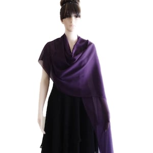 Dark Purple Long Scarf. Dark Purple Wrap Scarf. Soft Chiffon Scarf. Dark Purple Chiffon Shawl.