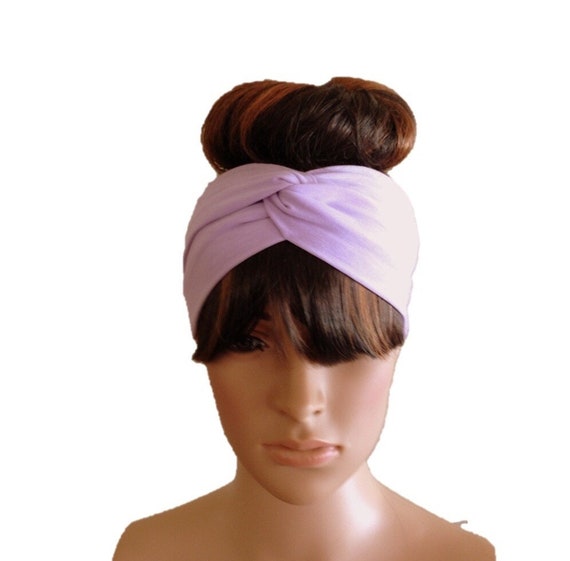Turban headband in lavender Lavender Silk Top Knot Turban Headband 40 main image 3