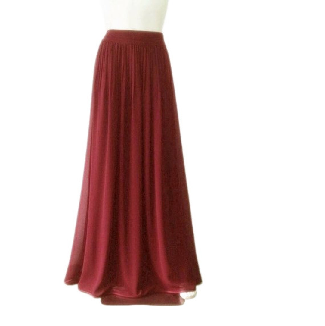 Burgundy Bridesmaid Skirt. Burgundy Maxi Skirt. Long Chiffon - Etsy