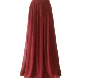 maroon flowy maxi skirt