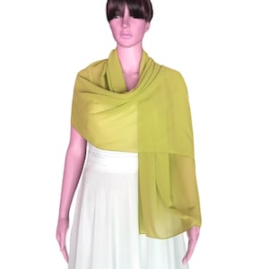 Pear Chiffon Shawl. Soft Chiffon Scarf. Pear Wrap Scarf. Bridesmaid Long Scarf.