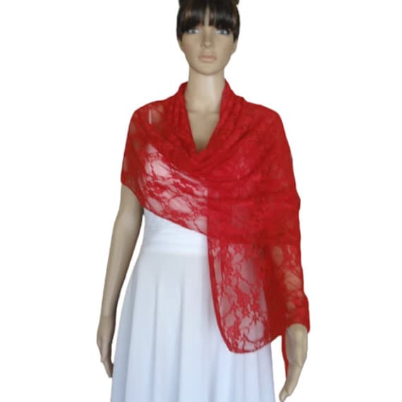 Red sales lace scarf