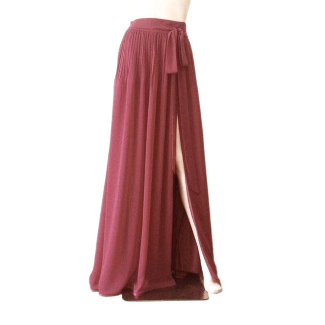 Burgundy Bridesmaid Skirt. Burgundy Party Skirt. Chiffon Maxi - Etsy