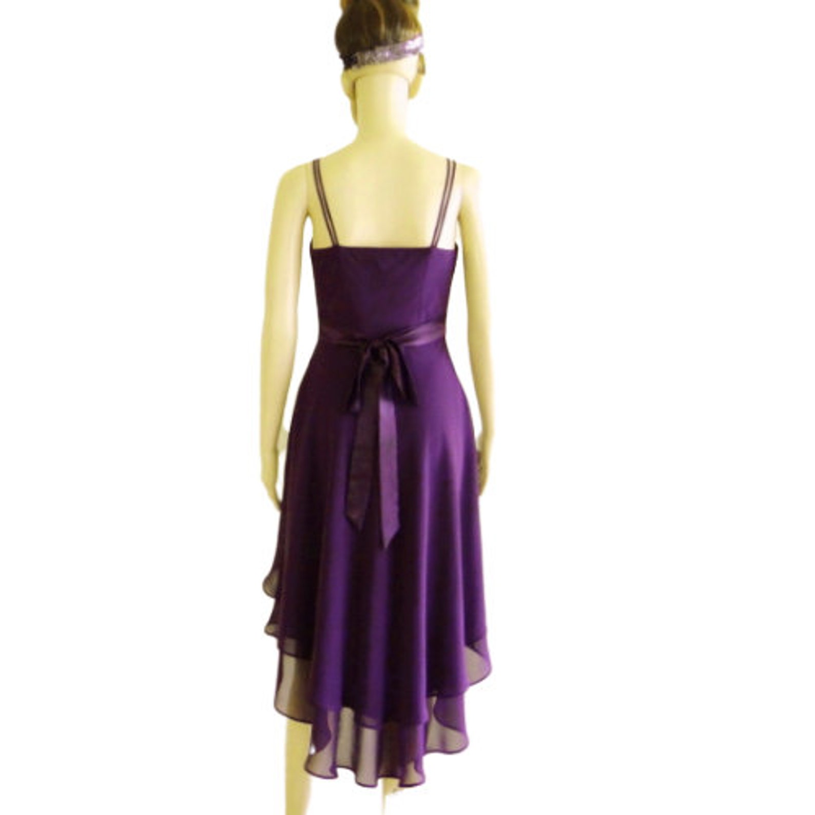 Dark Purple Bridesmaid Dress. Dark Purple High Low Dress. Knee | Etsy