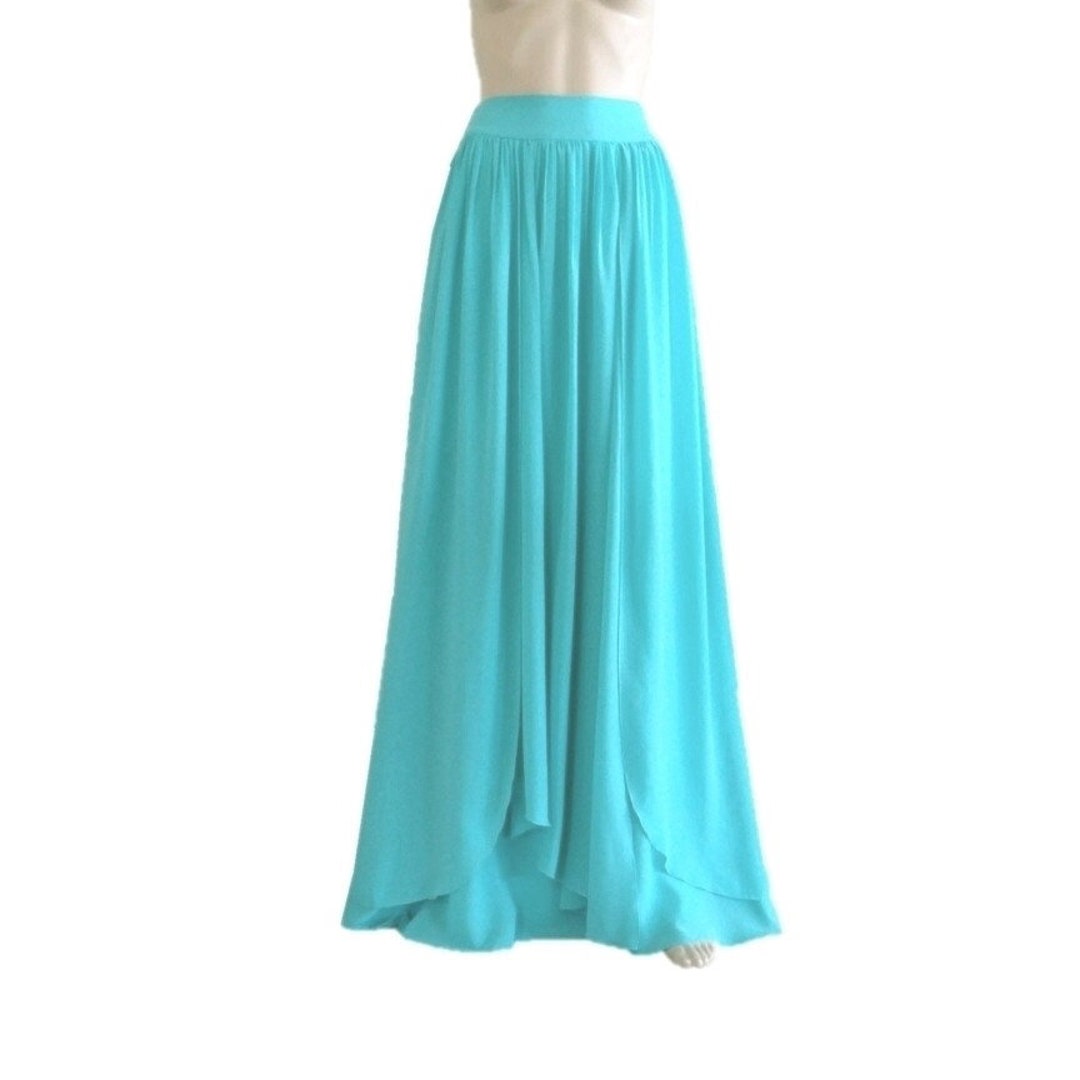 Turquoise Maxi Skirt. Long Bridesmaid Skirt. Chiffon Maxi - Etsy